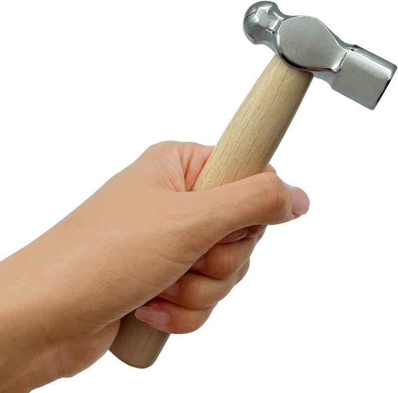 Zalaxt Mini Wooden Handle Round Head Hand Hammer, Reinforced Ball Hammer, Escape Tool for Prying Nails, Woodworking & Repairing - Image 1